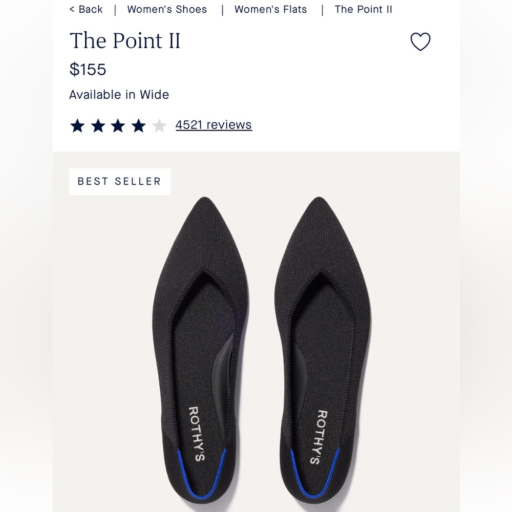 Rothy's Black Pointed Flats The Point